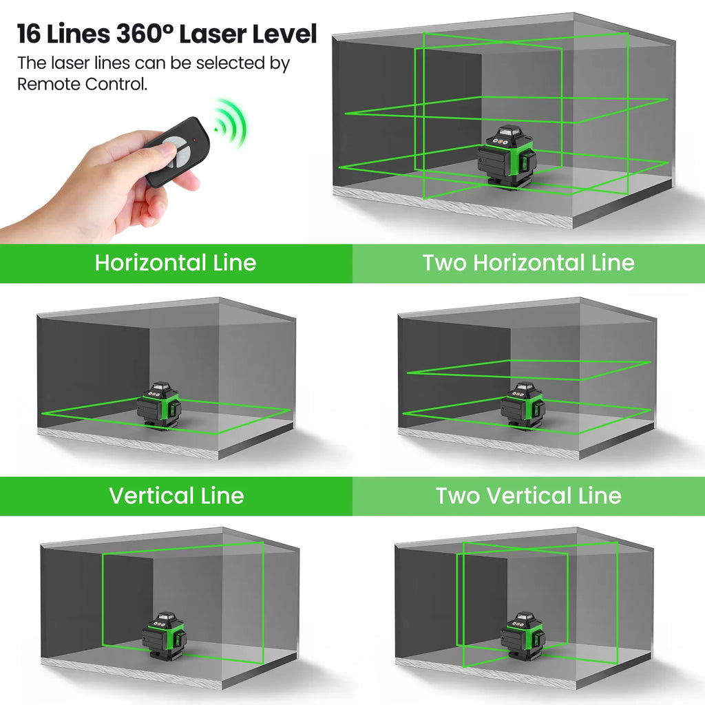 Nível Laser 4D 16 Linhas 4 x 360 °   Ferramenta de nivelamento de função de autonivelamento de nível a laser com tripé ajustável de altura de 1 m