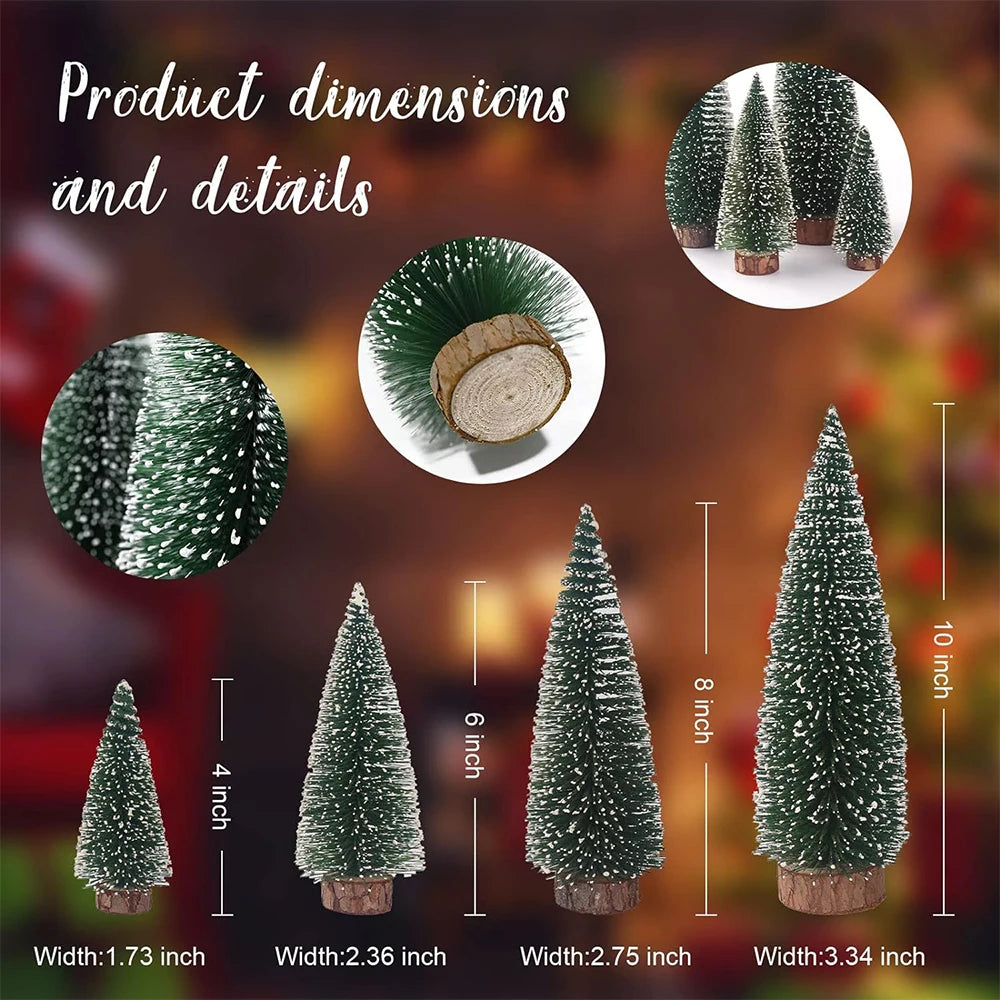 Decoração de natal artificial mini árvore ornamentos em miniatura cedro neve pinho decoração mesa escritório em casa 2024 presentes paisagem natal