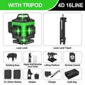 Nível Laser 4D 16 Linhas 4 x 360 °   Ferramenta de nivelamento de função de autonivelamento de nível a laser com tripé ajustável de altura de 1 m