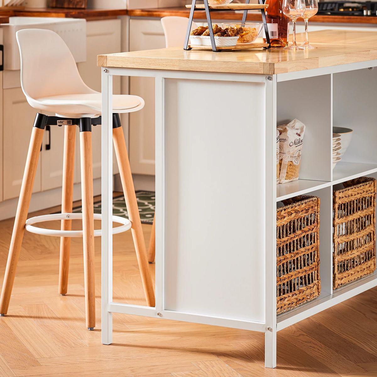 SoBuy KNL09-WN Ilha de cozinha autônoma guarda-roupa Highborad cômoda aparador mesa de bar buffet BHT aproximadamente 170x89x60cm