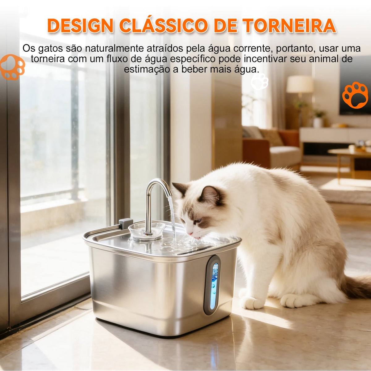 Mstail TY08 3L Stainless Steel Pet Water Dispenser Auto Cat Dog Fountain Visual Window Silent Water Feeder Classic Faucet Design