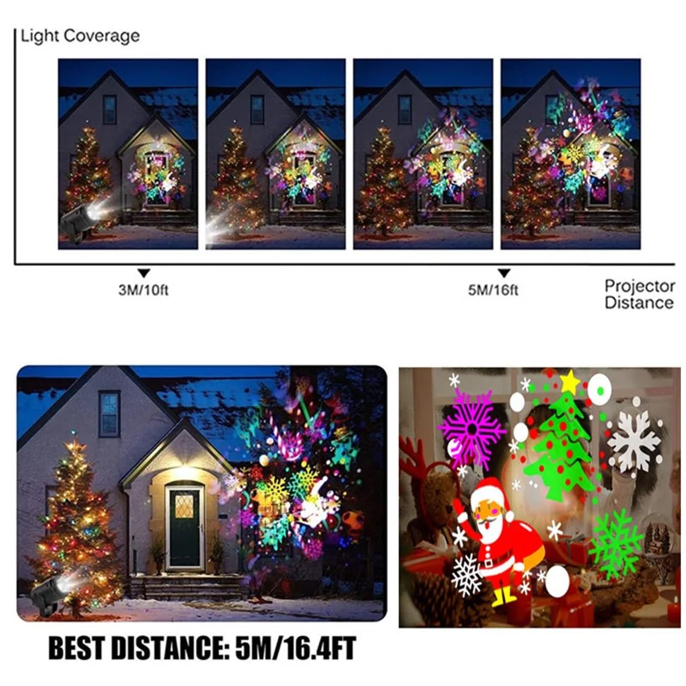 Luz do projetor de natal ao ar livre/interno, projetor de luz do floco de neve do diodo emissor de luz adequado para a decoração de natal do jardim do quintal