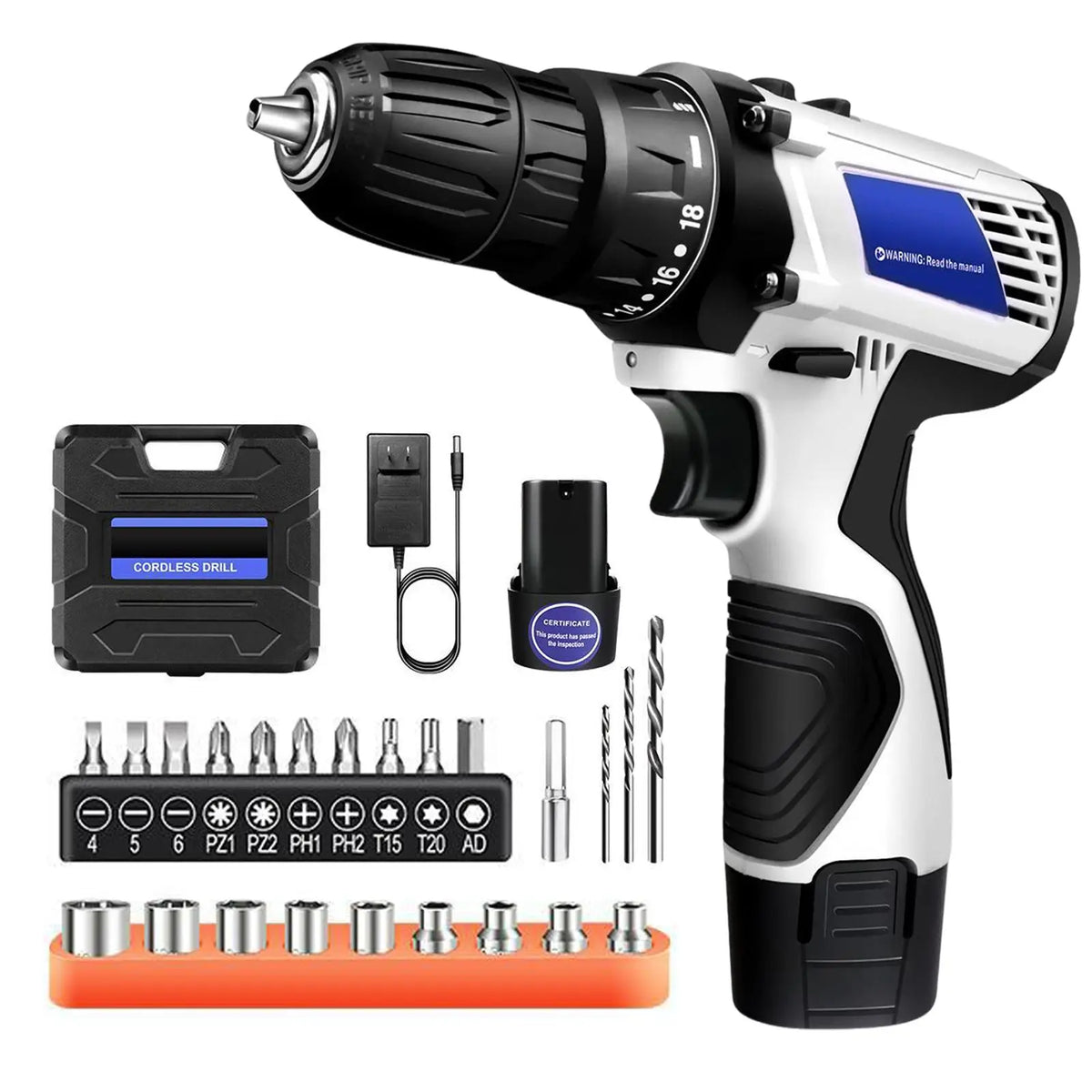 3 em 1, 4000rpm, 520N. Furadeira de Impacto Elétrica M Torque com Mandril de 10mm, Broca Plana, Martelo e Parafusadeira Elétrica Compatível com Bateria Makita