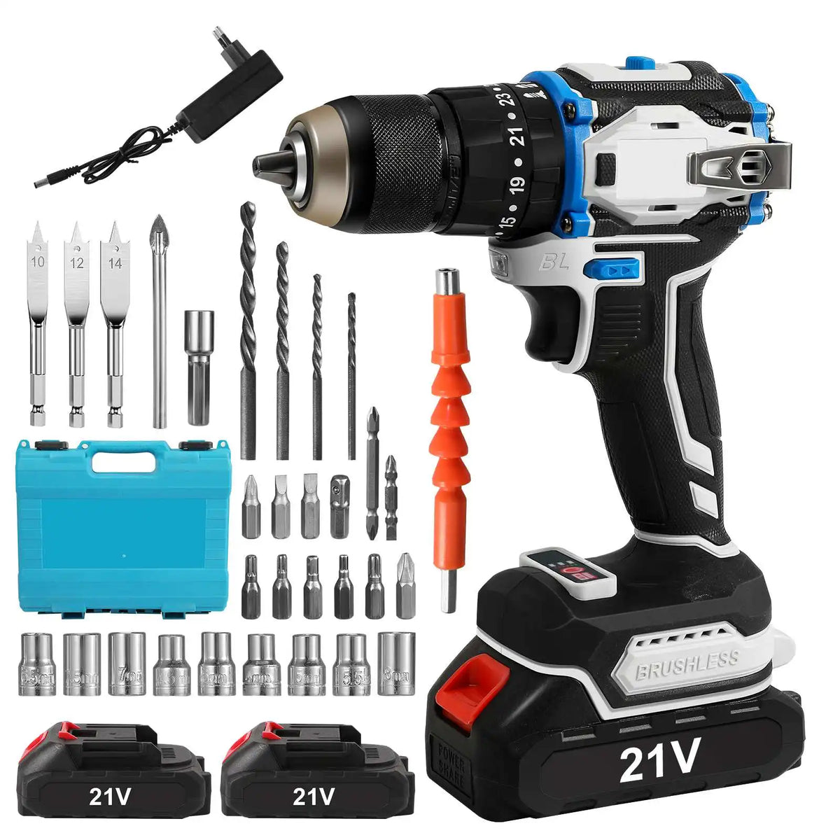 3 em 1, 4000rpm, 520N. Furadeira de Impacto Elétrica M Torque com Mandril de 10mm, Broca Plana, Martelo e Parafusadeira Elétrica Compatível com Bateria Makita