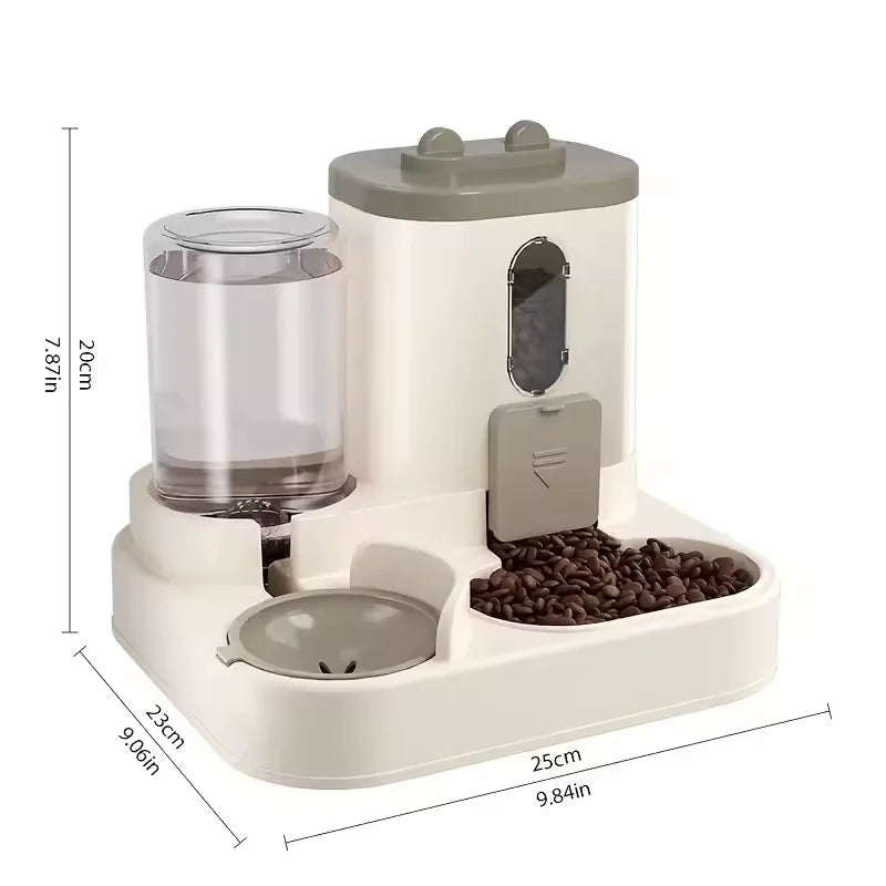 Comedouro de Grande Capacidade para Animais de Estimação com Dispensador Automático de Água Integrado, Tigela para Gatos, Tigela para Cães, Suprimentos para Animais de Estimação
