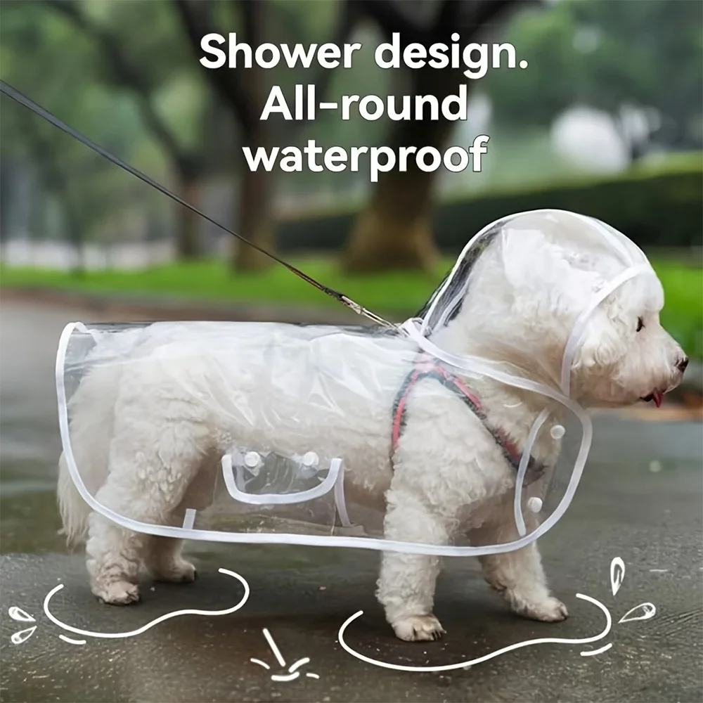 Capa de Chuva Transparente e Impermeável para Cães Pequenos e Médios, Ideal para Passeios em Dias Chuvosos com Cães como Teddy e Bichon Frise