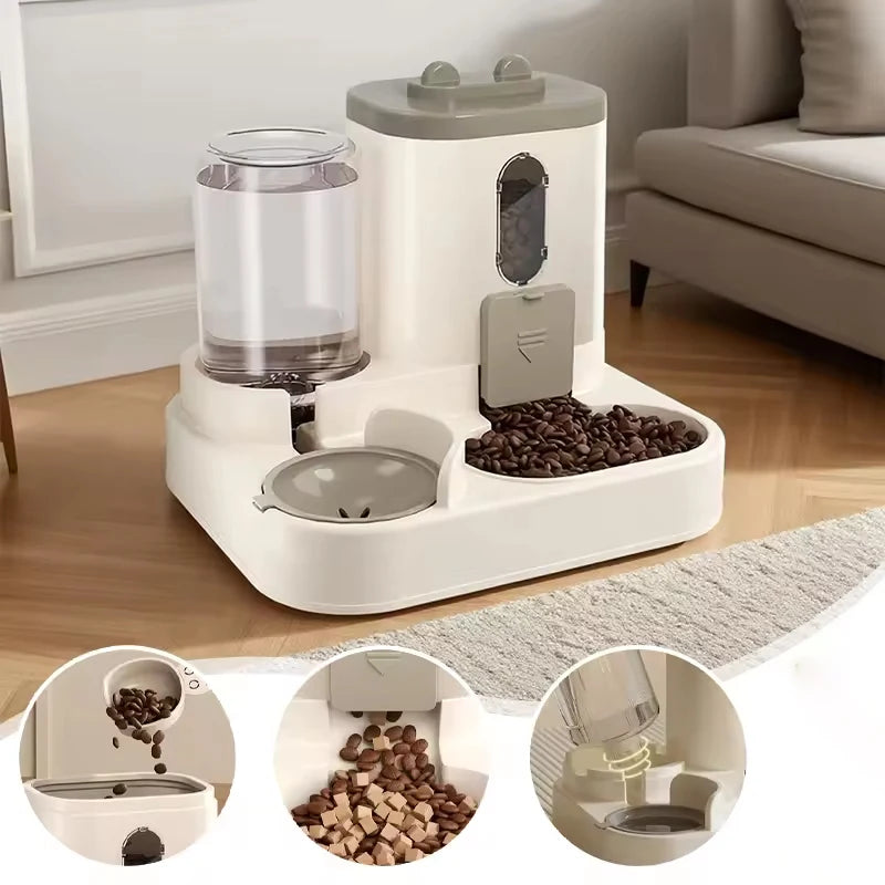 Comedouro de Grande Capacidade para Animais de Estimação com Dispensador Automático de Água Integrado, Tigela para Gatos, Tigela para Cães, Suprimentos para Animais de Estimação
