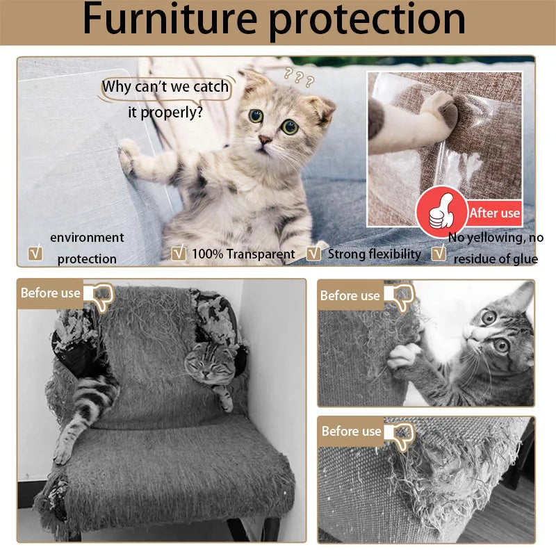 3m acessórios para gatos almofadas de proteção de sofá protetores de móveis capa transparente pvc auto-adesivo suprimentos para gatos produtos para animais de estimação