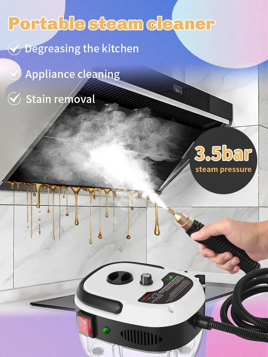 Limpador a vapor 2500W, esterilização de alta temperatura, jato de pressão, máquina de lavar para casa, carro, cozinha, ar condicionado, 220V, plugue UE