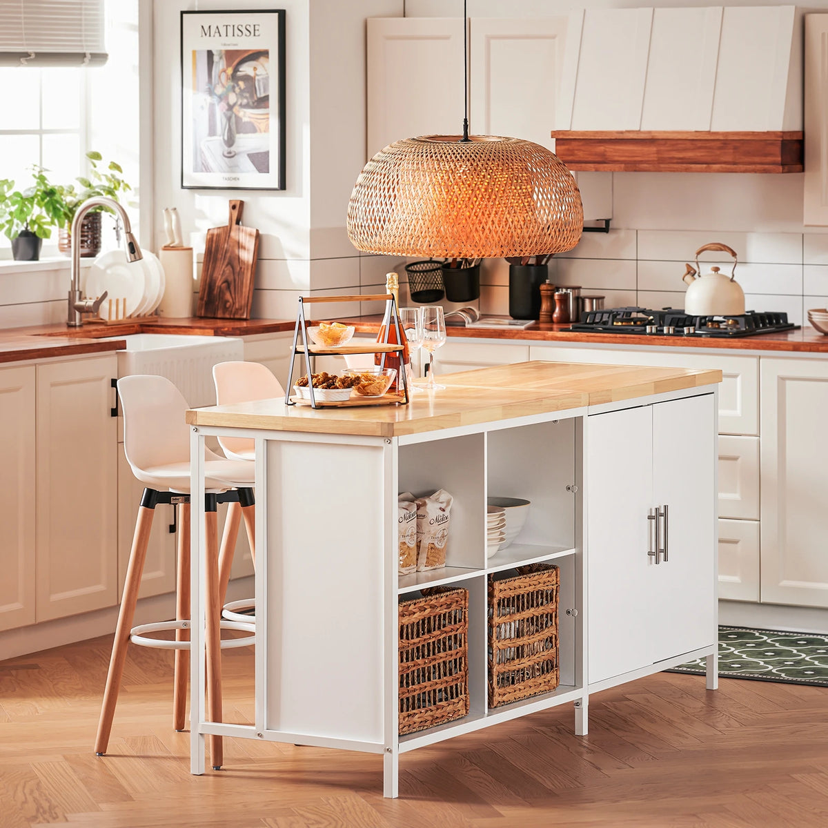 SoBuy KNL09-WN Ilha de cozinha autônoma guarda-roupa Highborad cômoda aparador mesa de bar buffet BHT aproximadamente 170x89x60cm