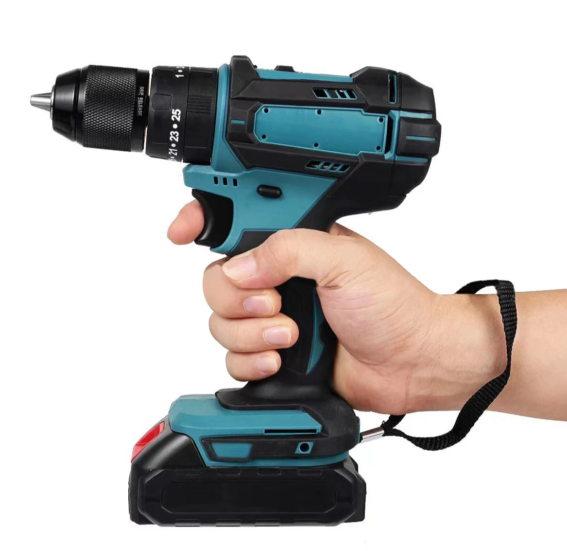 3 em 1, 4000rpm, 520N. Furadeira de Impacto Elétrica M Torque com Mandril de 10mm, Broca Plana, Martelo e Parafusadeira Elétrica Compatível com Bateria Makita