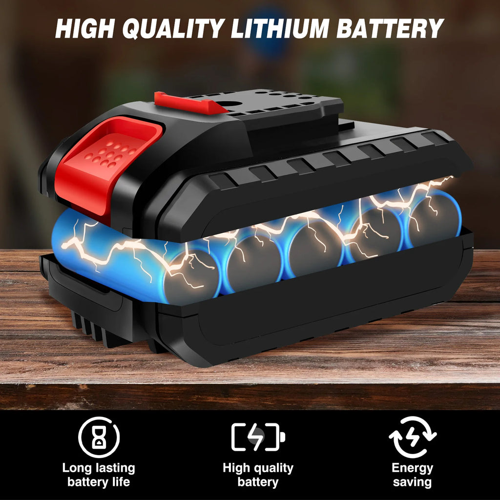 Furadeira Sem Fio 21V, Kit de Furadeira Elétrica com Bateria de Íon de Lítio de 1500mAh, Chave de Fenda Sem Fio 25+1 Torques, 45N.m Máx., 29 Acessórios, 2 Velocidades Variáveis, Luz LED para Projetos DIY em Casa e Jardi
