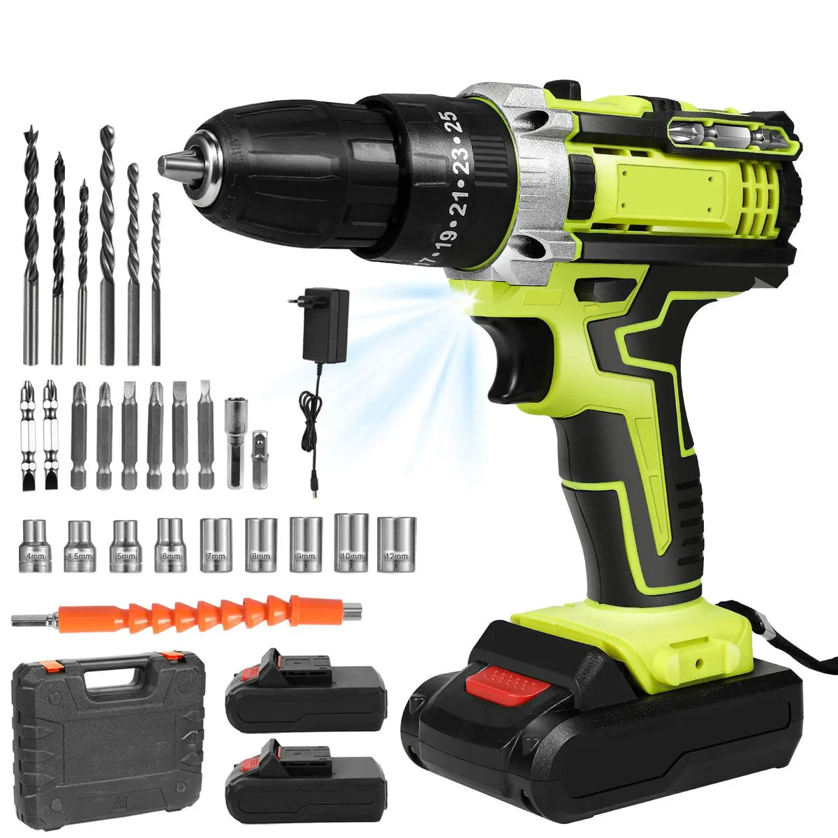 3 em 1, 4000rpm, 520N. Furadeira de Impacto Elétrica M Torque com Mandril de 10mm, Broca Plana, Martelo e Parafusadeira Elétrica Compatível com Bateria Makita
