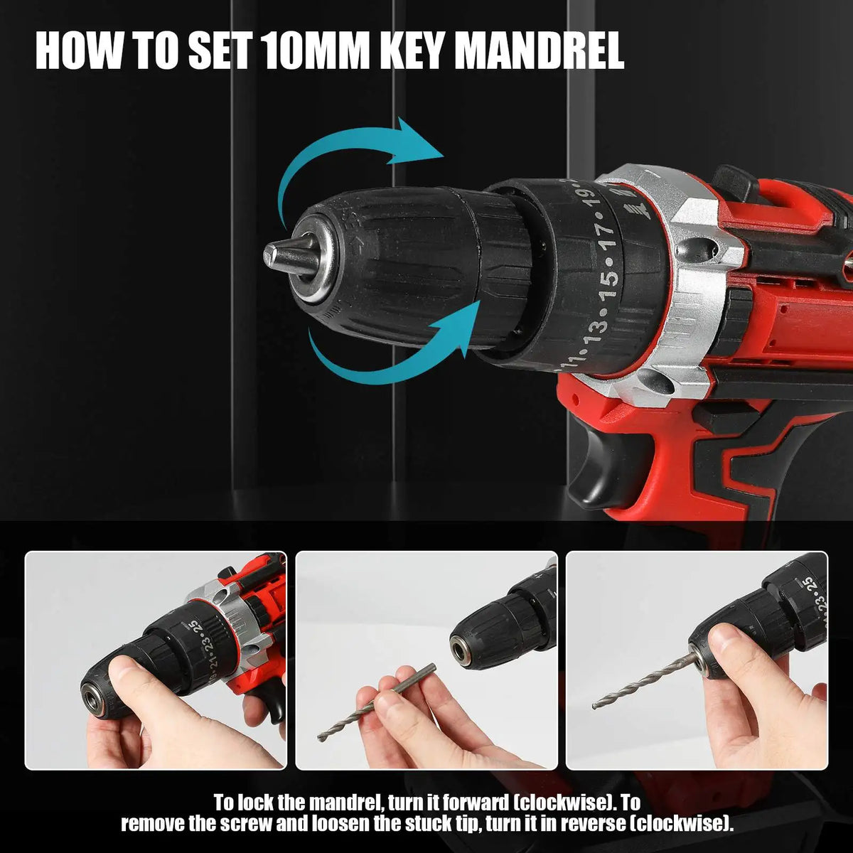 3 em 1, 4000rpm, 520N. Furadeira de Impacto Elétrica M Torque com Mandril de 10mm, Broca Plana, Martelo e Parafusadeira Elétrica Compatível com Bateria Makita