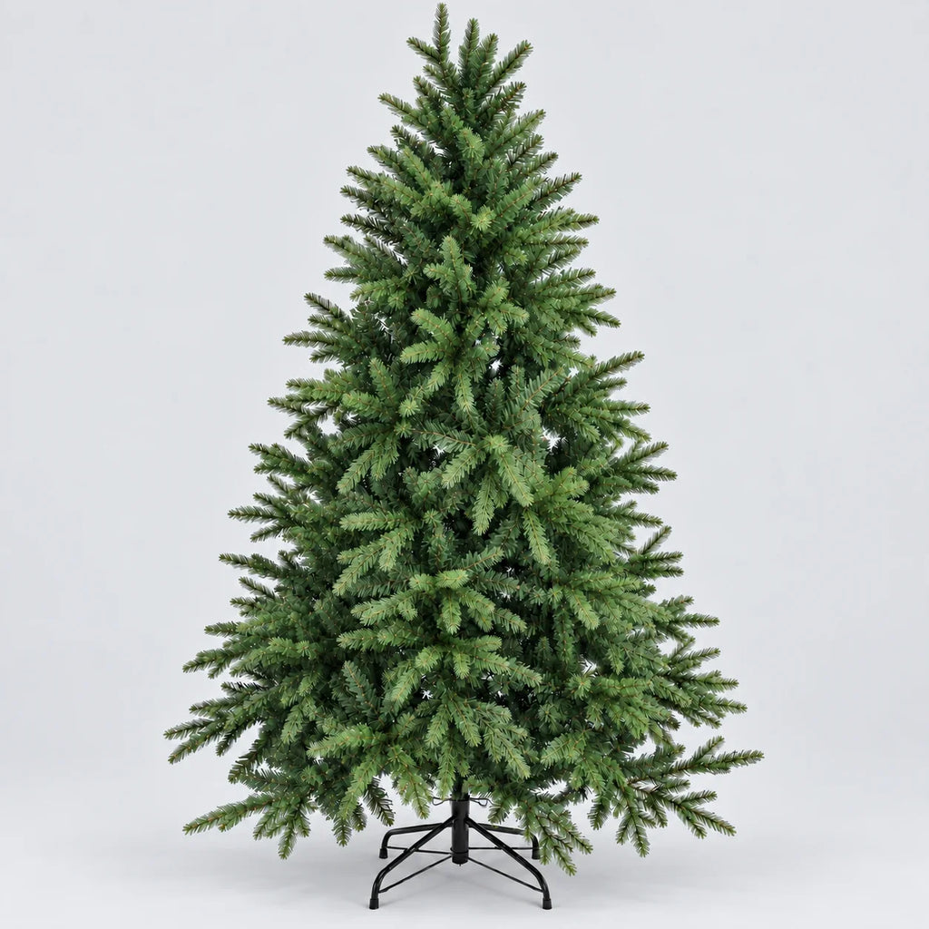 Árvore de Natal Artificial de PE PVC com Pontas Mistas Realistas, Verde, Sem Luzes, 120 150 180 210 240cm com Suporte de Metal