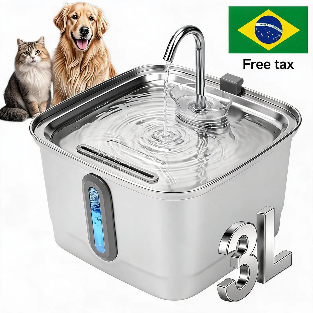 Mstail TY08 3L Stainless Steel Pet Water Dispenser Auto Cat Dog Fountain Visual Window Silent Water Feeder Classic Faucet Design