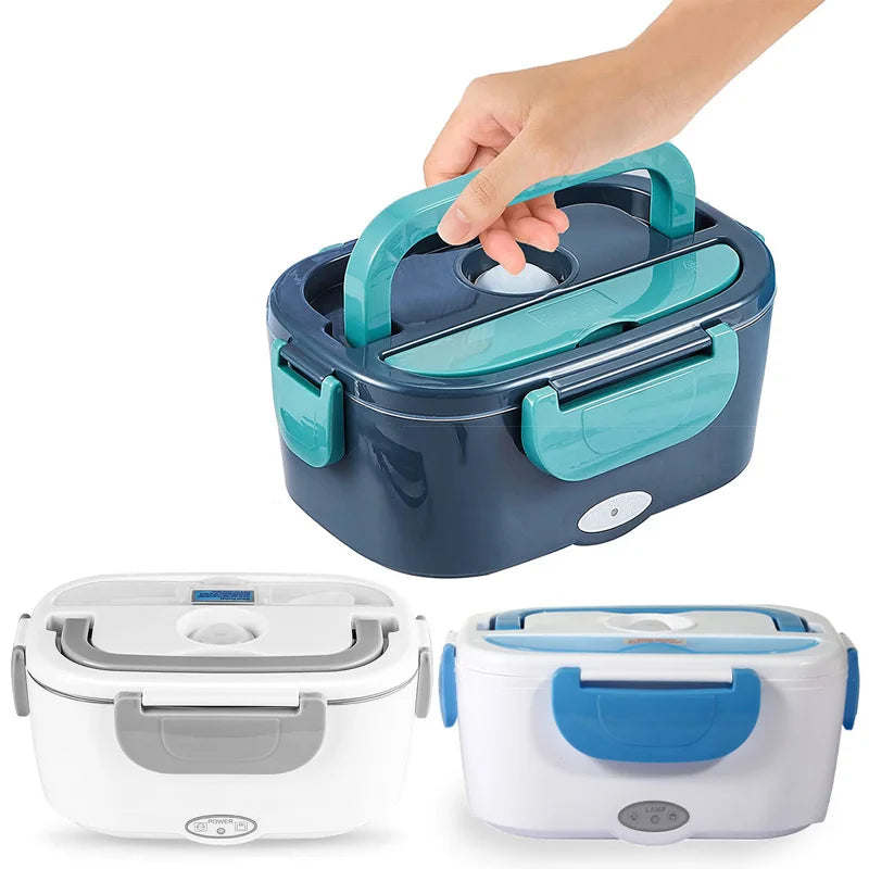 2 em 1 carro casa 12v 24v 110v 220v lancheira elétrica portátil piquenique escola alimentos aquecimento recipiente mais quente conjunto de aço inoxidável