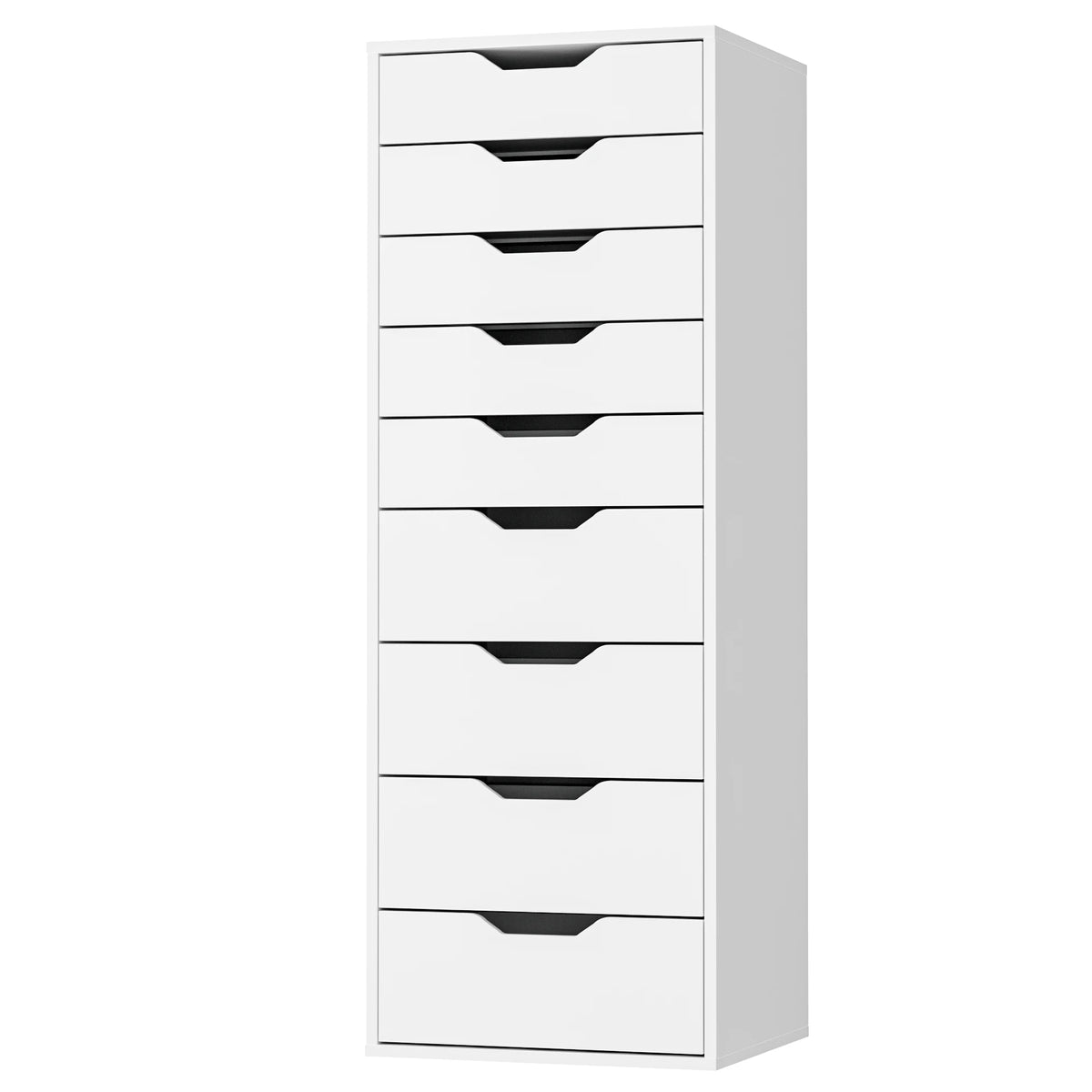 Getone Cômoda Quarto, Cômoda alta, Armário de armazenamento branco, Armário alto com 9 gavetas para sala de estar 124,3x45x40cm