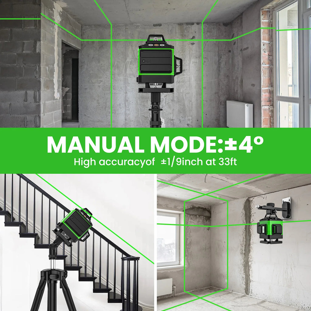 Nível Laser 4D 16 Linhas 4 x 360 °   Ferramenta de nivelamento de função de autonivelamento de nível a laser com tripé ajustável de altura de 1 m