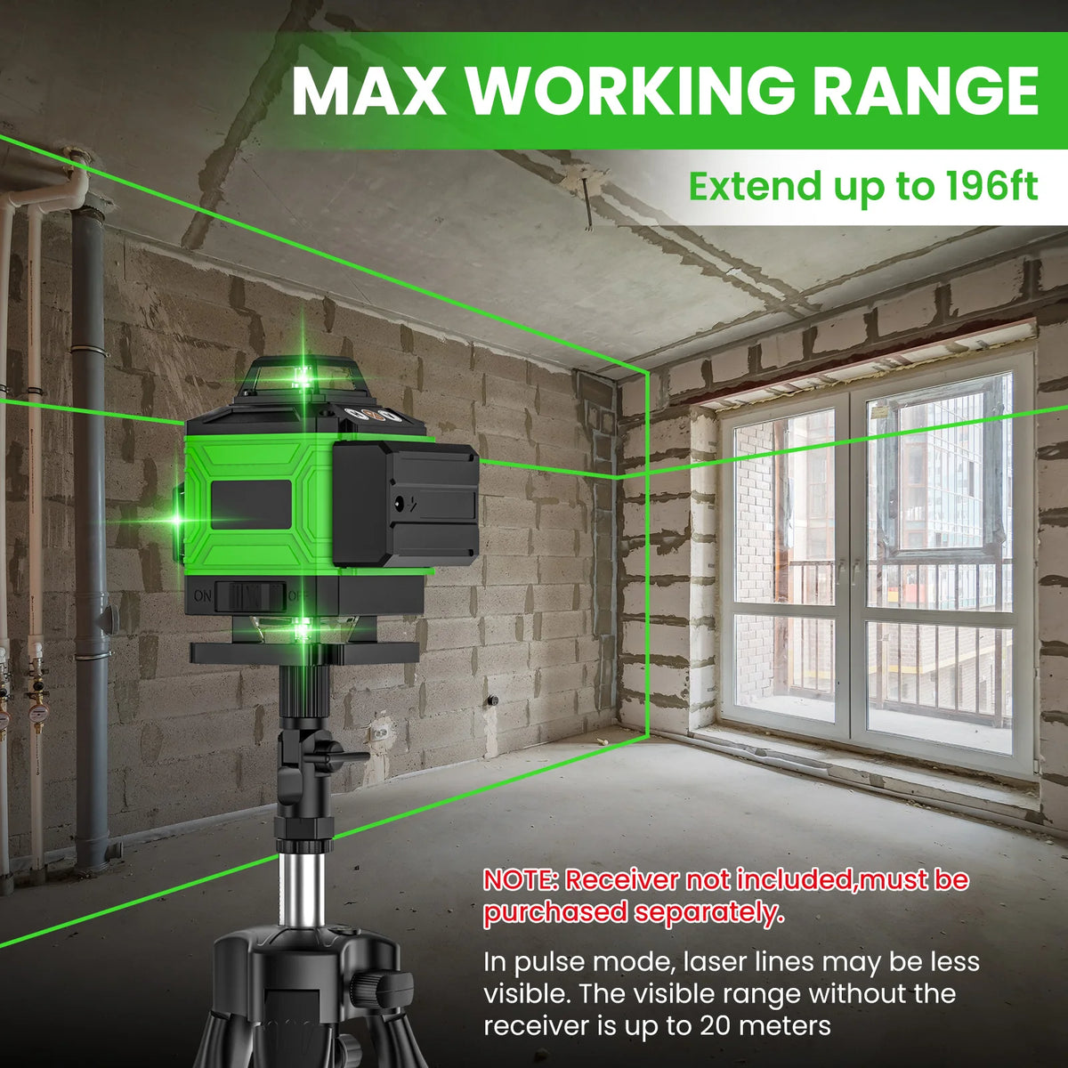 Nível Laser 4D 16 Linhas 4 x 360 °   Ferramenta de nivelamento de função de autonivelamento de nível a laser com tripé ajustável de altura de 1 m