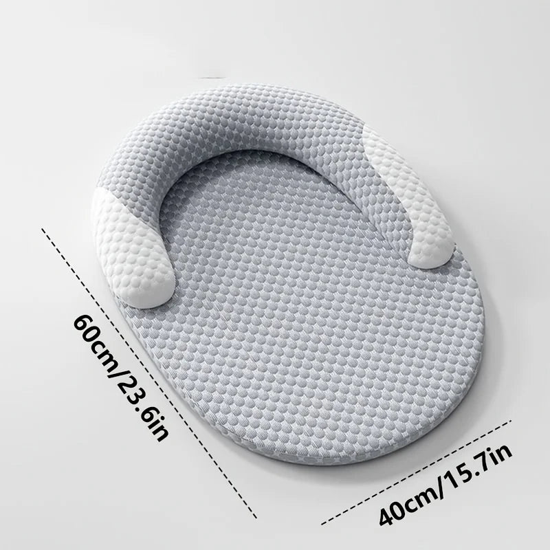 Cama Refrescante para Gatos – Tapete Redondo Respirável e Lavável para Animais de Estimação com Suporte para o Pescoço, Cama de Verão Projetada para Climas Quentes