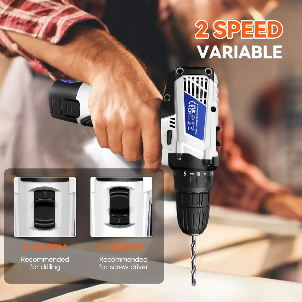 3 em 1, 4000rpm, 520N. Furadeira de Impacto Elétrica M Torque com Mandril de 10mm, Broca Plana, Martelo e Parafusadeira Elétrica Compatível com Bateria Makita