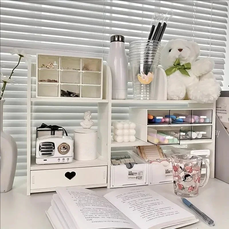 Organizador de papelaria de dupla camada, acessórios de mesa de escritório, organizador de armazenamento, material escolar, prateleira de armazenamento