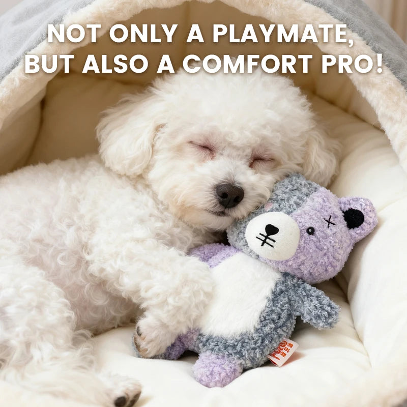 Bonito pequeno animal cão brinquedos de pelúcia chocalho de corpo inteiro com squeaker embutido brinquedo interativo para brincar de animais de estimação para reduzir a solidão