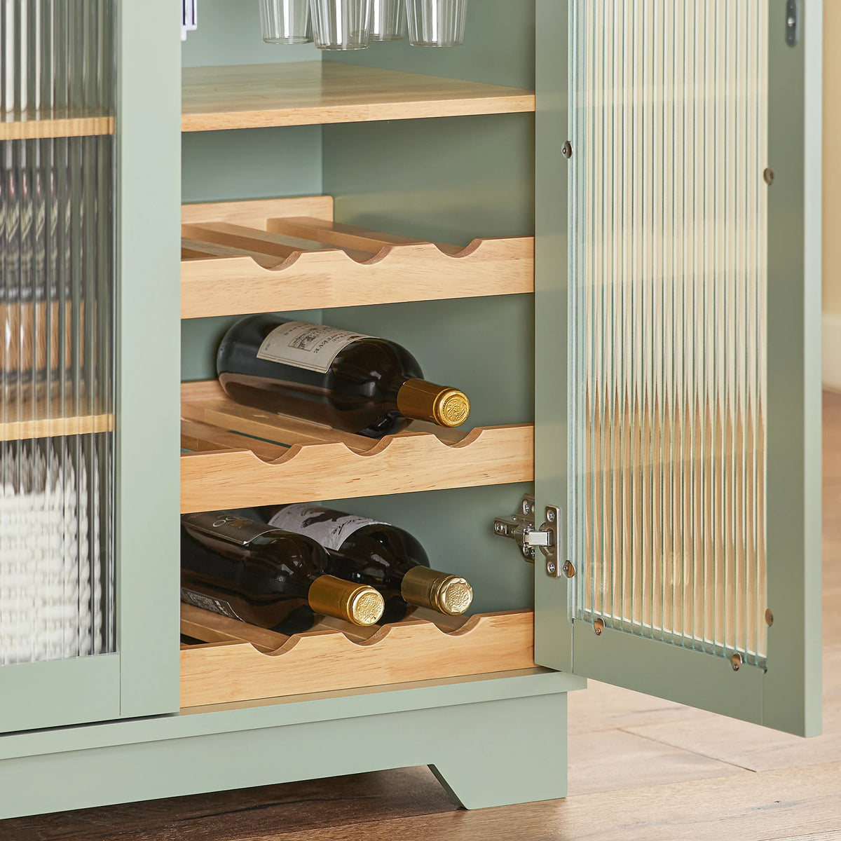 SoBuy FSB81 Buffet Buffet com 2 portas de vidro Armário de cozinha Armário de corredor Armário lateral Armário de micro-ondas