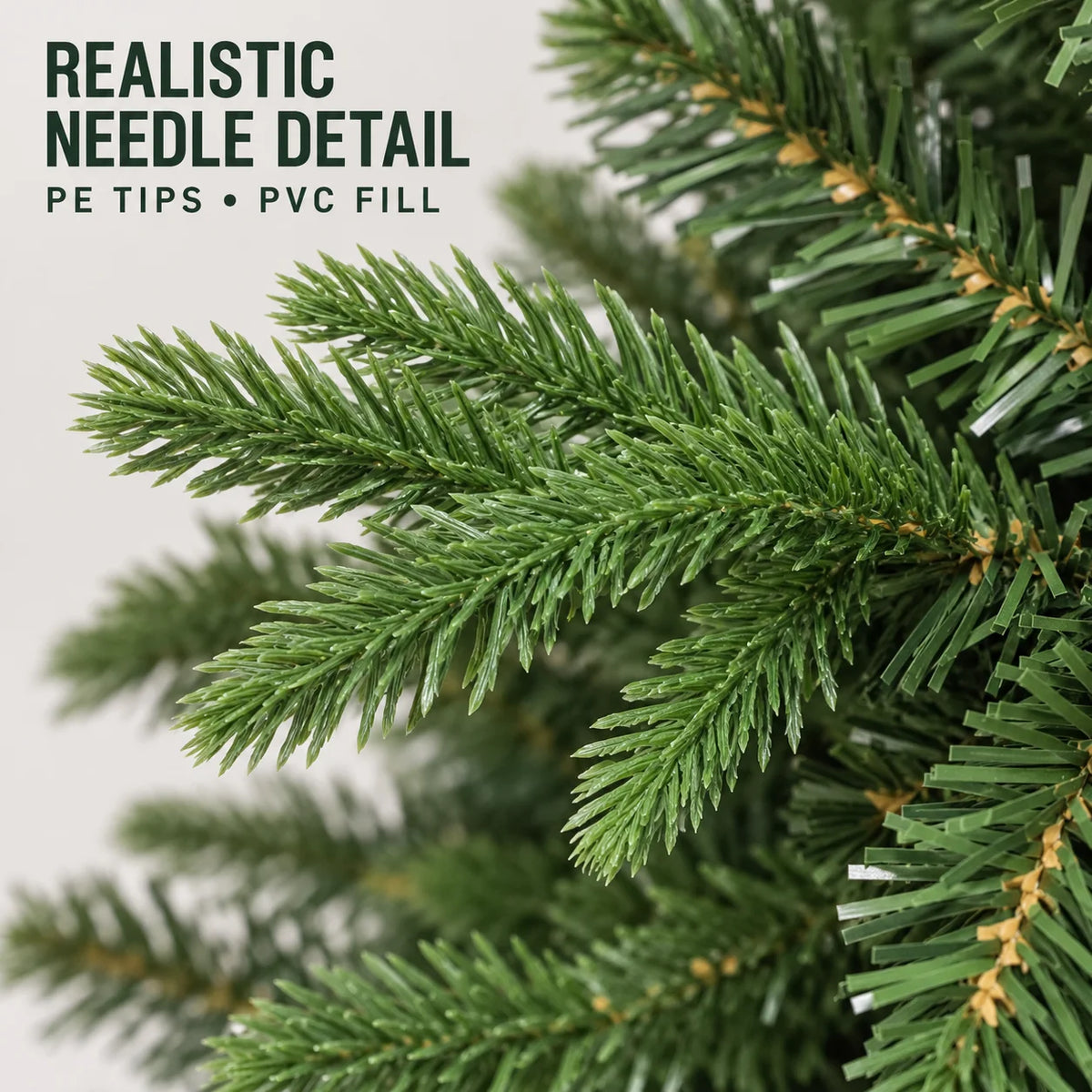 Árvore de Natal Artificial de PE PVC com Pontas Mistas Realistas, Verde, Sem Luzes, 120 150 180 210 240cm com Suporte de Metal
