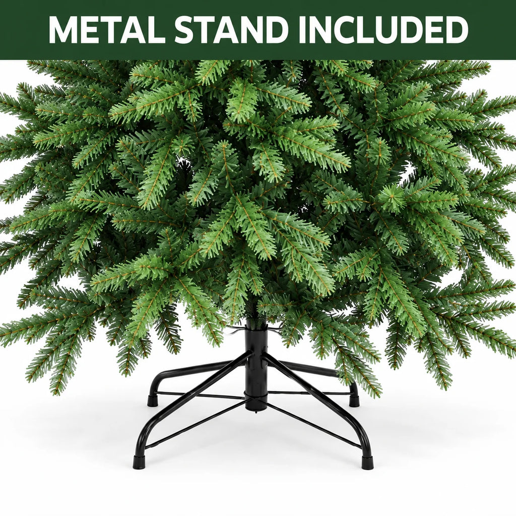 Árvore de Natal Artificial de PE PVC com Pontas Mistas Realistas, Verde, Sem Luzes, 120 150 180 210 240cm com Suporte de Metal