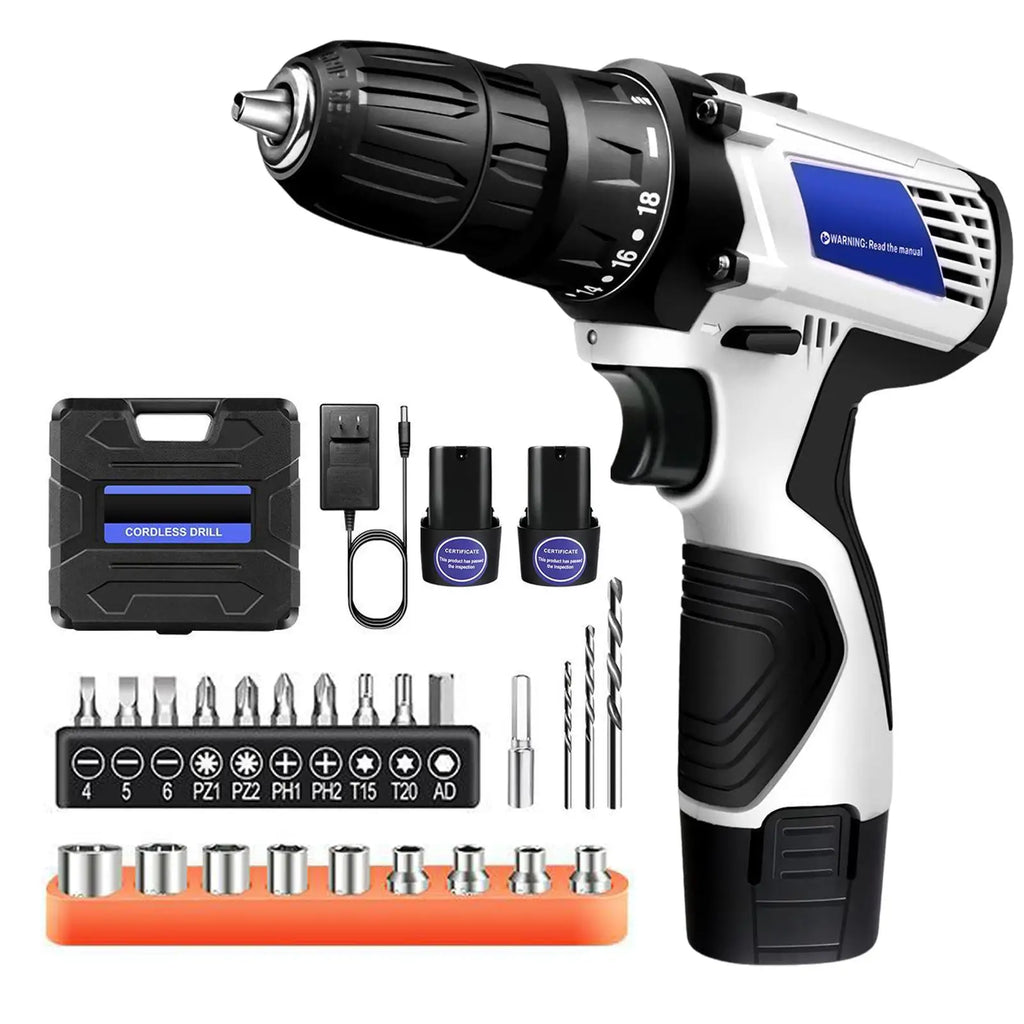 3 em 1, 4000rpm, 520N. Furadeira de Impacto Elétrica M Torque com Mandril de 10mm, Broca Plana, Martelo e Parafusadeira Elétrica Compatível com Bateria Makita