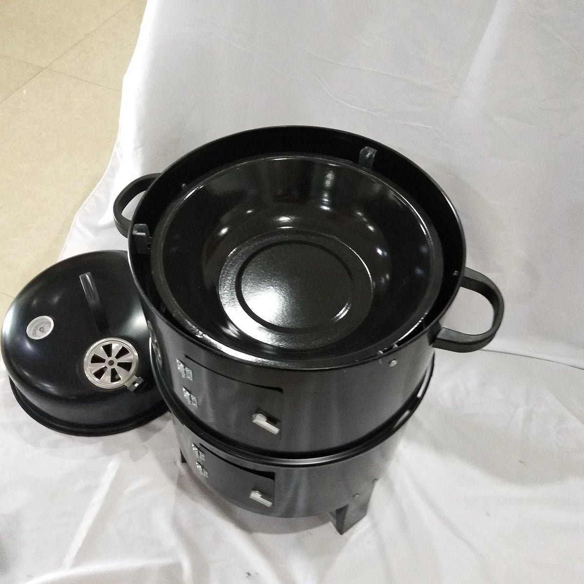 3 em 1 vertical churrasqueira fogueira portátil multiuso grelha a carvão com termômetro embutido para festa ao ar livre acampamento cozinhar