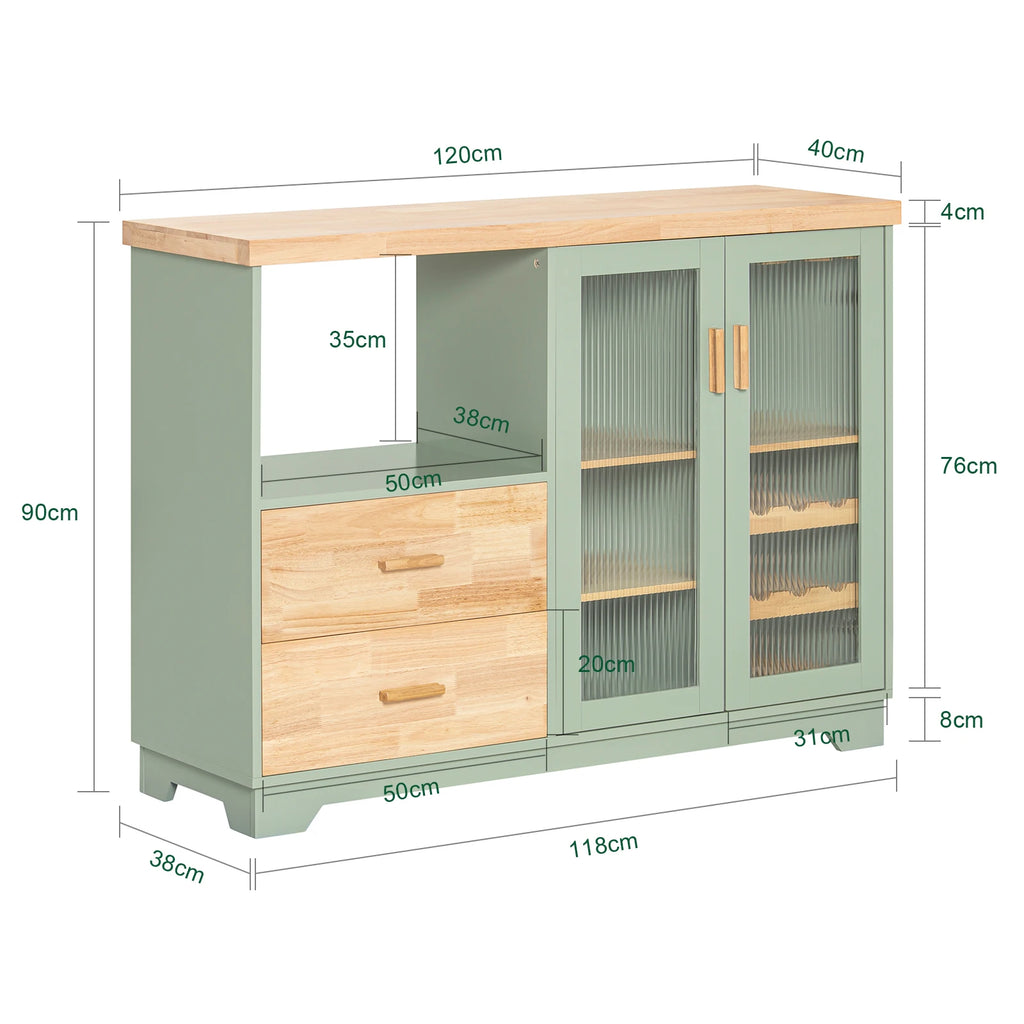 SoBuy FSB81 Buffet Buffet com 2 portas de vidro Armário de cozinha Armário de corredor Armário lateral Armário de micro-ondas