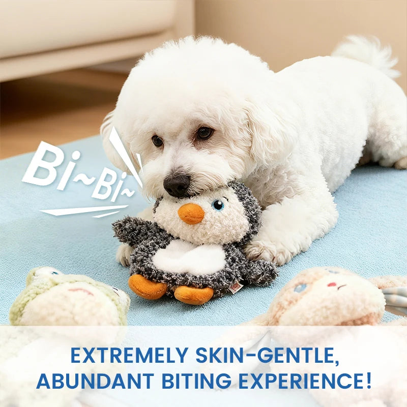 Bonito pequeno animal cão brinquedos de pelúcia chocalho de corpo inteiro com squeaker embutido brinquedo interativo para brincar de animais de estimação para reduzir a solidão
