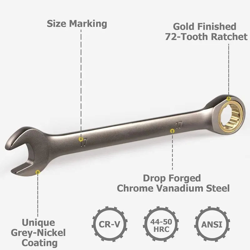 Chave de catraca 6-32mm, chave combinada, chave de dupla utilização, ferramenta de reparo universal para manutenção de carros e motocicletas