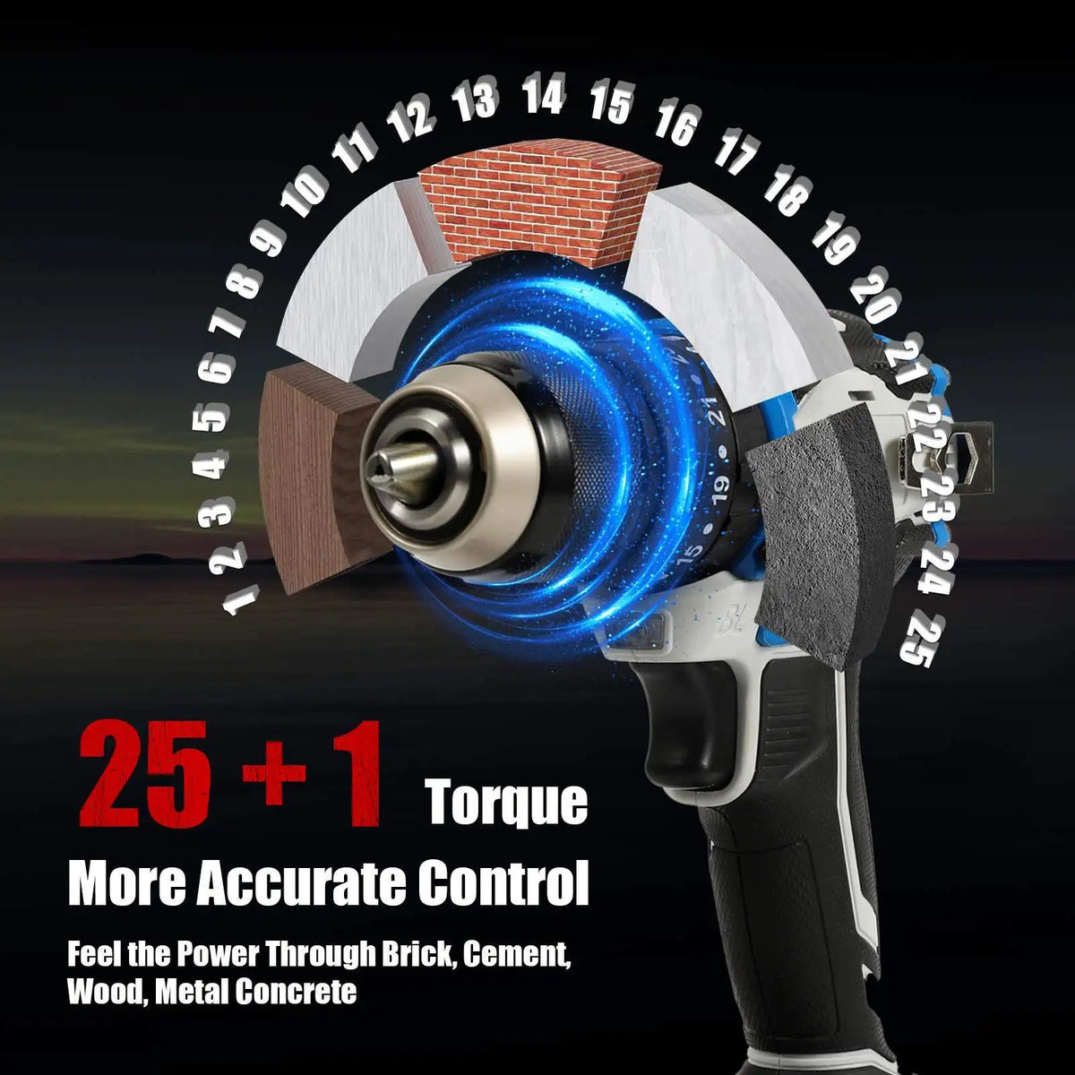 3 em 1, 4000rpm, 520N. Furadeira de Impacto Elétrica M Torque com Mandril de 10mm, Broca Plana, Martelo e Parafusadeira Elétrica Compatível com Bateria Makita