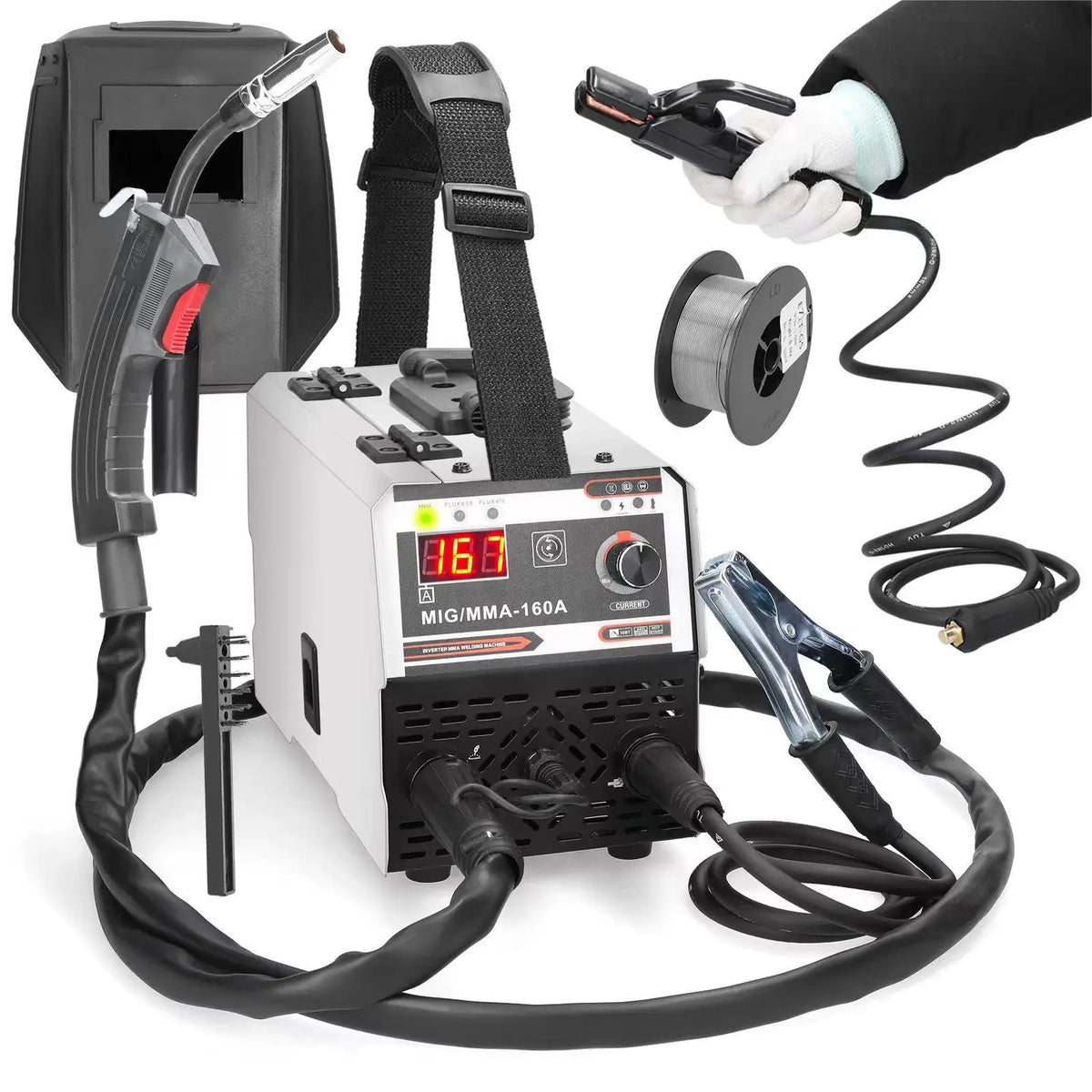 Multi funcional 2IN1 MIG MMA-160A inversor máquina de solda multifuncional portátil máquina de solda inteligente