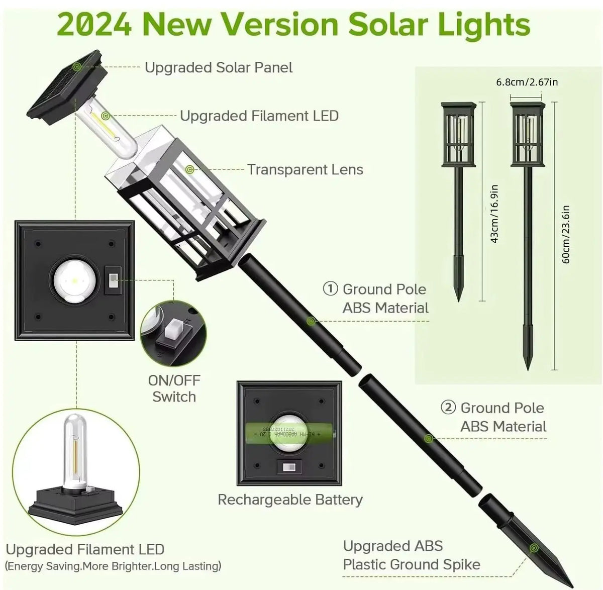 Luz Solar para Caminho, Lâmpada Solar Externa à Prova d'Água, Iluminação de Paisagismo para Jardim, Quintal, Pátio, Caminho, Entrada de Veículos, Decoração para Camping