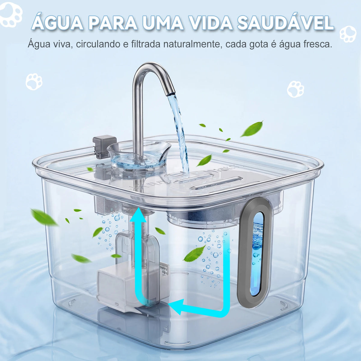 Mstail TY08 3L Stainless Steel Pet Water Dispenser Auto Cat Dog Fountain Visual Window Silent Water Feeder Classic Faucet Design