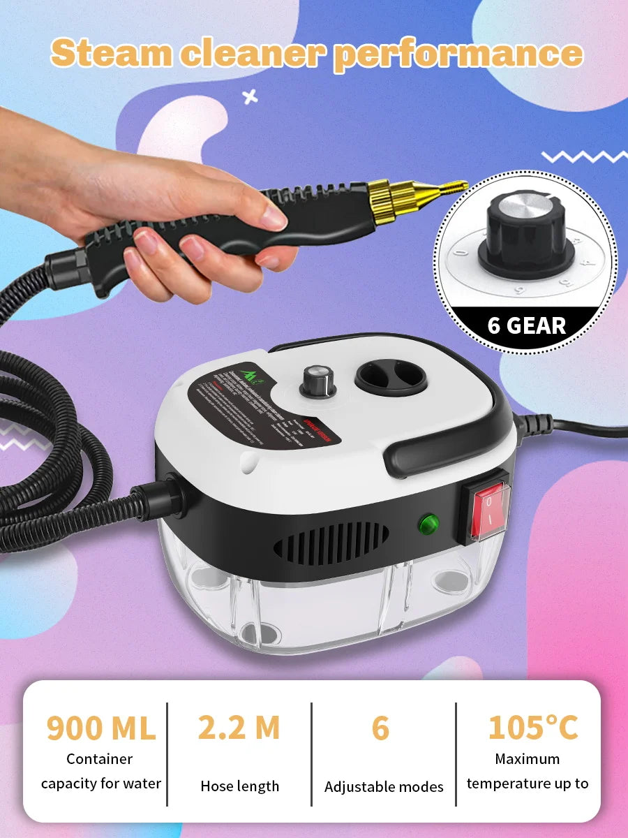 Limpador a vapor 2500W, esterilização de alta temperatura, jato de pressão, máquina de lavar para casa, carro, cozinha, ar condicionado, 220V, plugue UE
