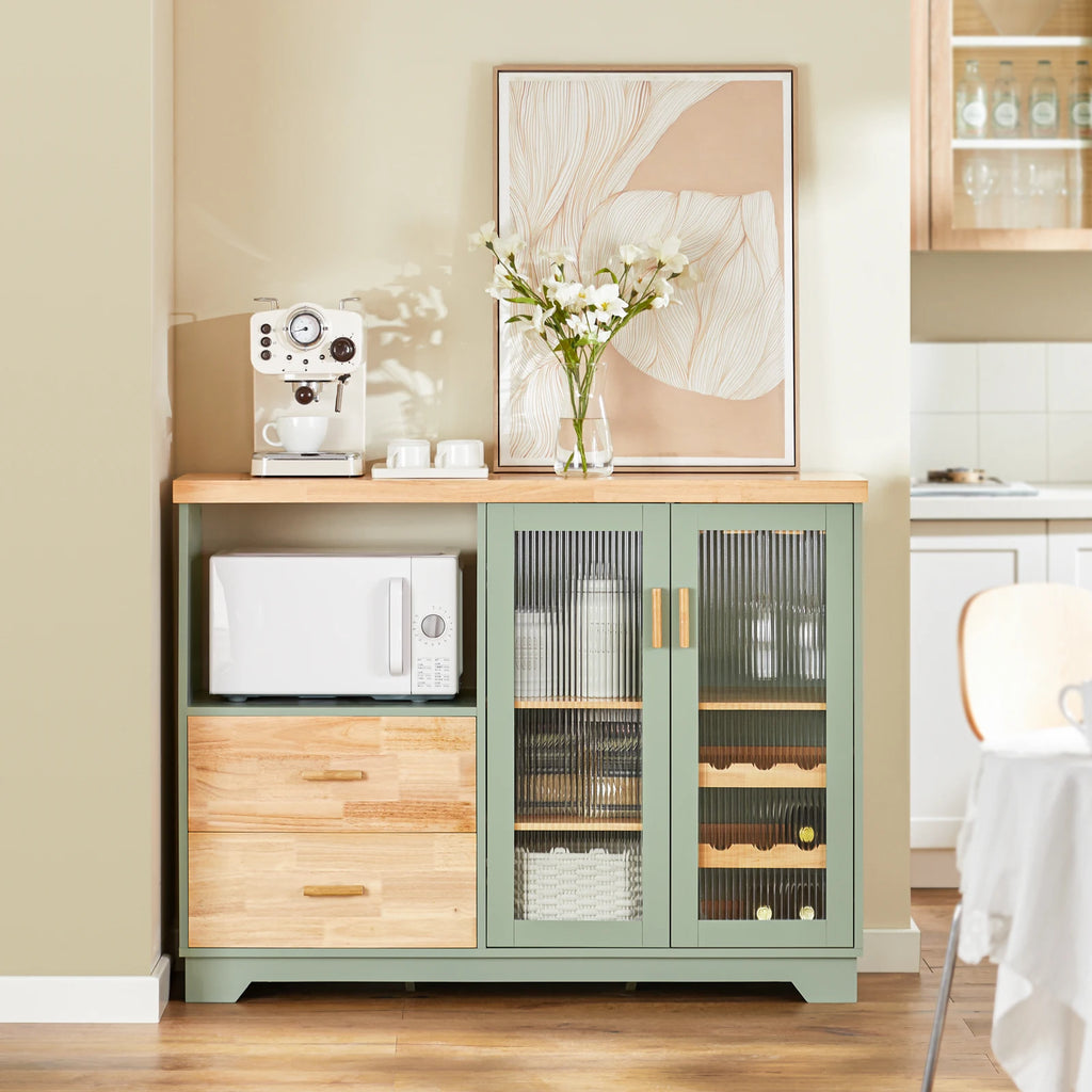 SoBuy FSB81 Buffet Buffet com 2 portas de vidro Armário de cozinha Armário de corredor Armário lateral Armário de micro-ondas