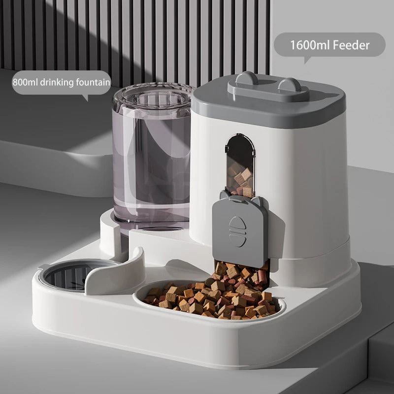 Comedouro de Grande Capacidade para Animais de Estimação com Dispensador Automático de Água Integrado, Tigela para Gatos, Tigela para Cães, Suprimentos para Animais de Estimação