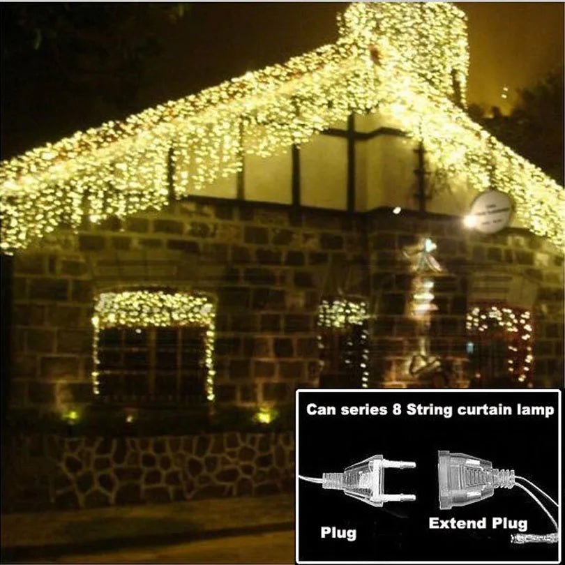 Luzes de Natal LED, cordão de luzes decorativas, cortina de luzes, decoração de Natal para casa, luminária para as festas de fim de ano e Ano Novo.