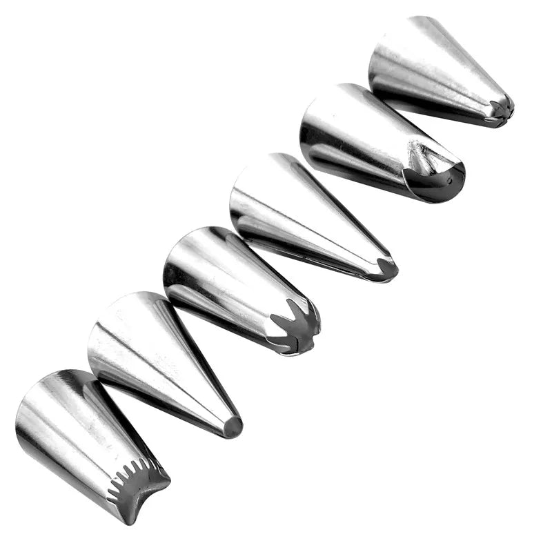 Silicone Glacê Piping Bag, 6 Bico De Bolo De Aço Inoxidável, Dicas De Decoração Do Bolo DIY, Ferramentas De Pastelaria Fondant, 8Pcs por Saco