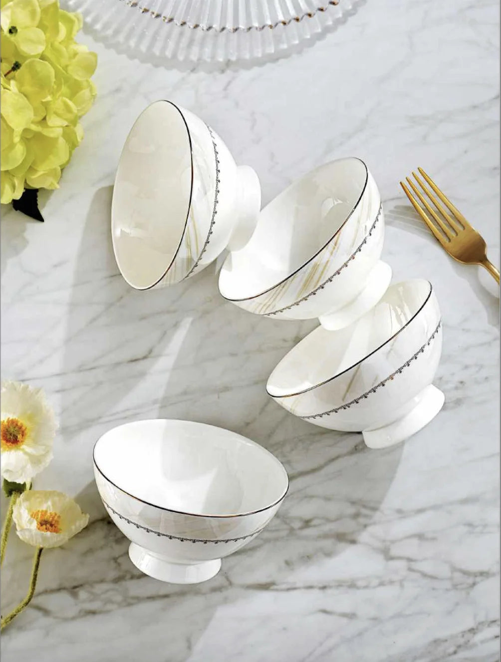 Bone China Luxury Dinnerware Sets Traditional Chinese Design Beijing Origin Complete Utensils Kit-Lightweight Dishwasher