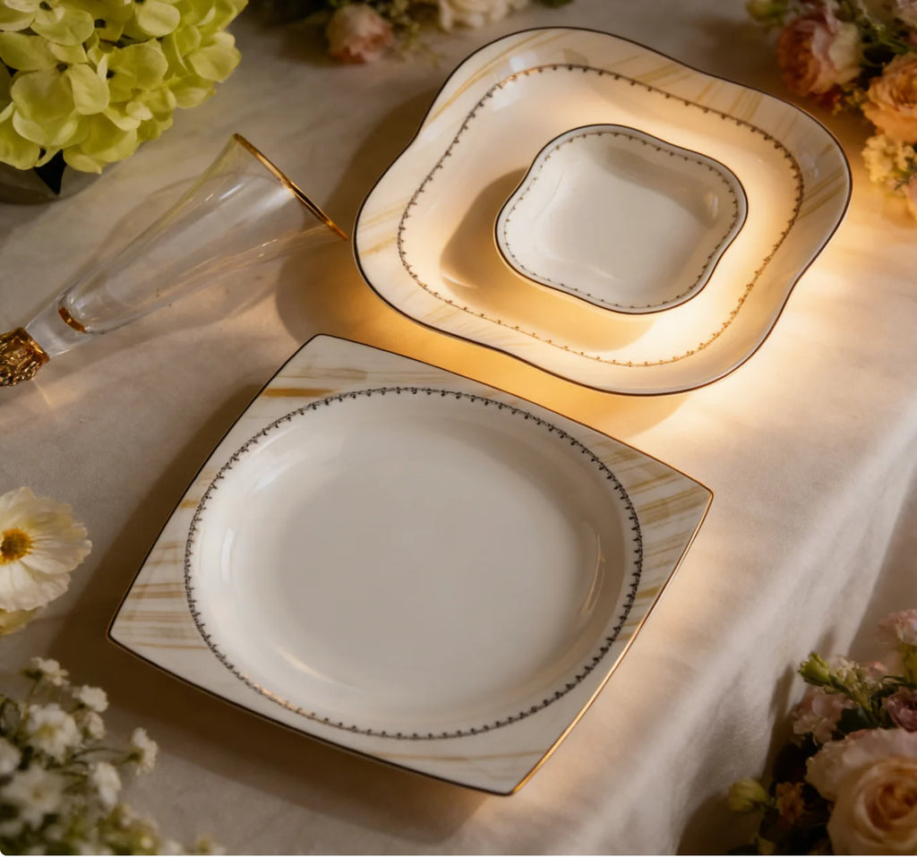 Bone China Luxury Dinnerware Sets Traditional Chinese Design Beijing Origin Complete Utensils Kit-Lightweight Dishwasher