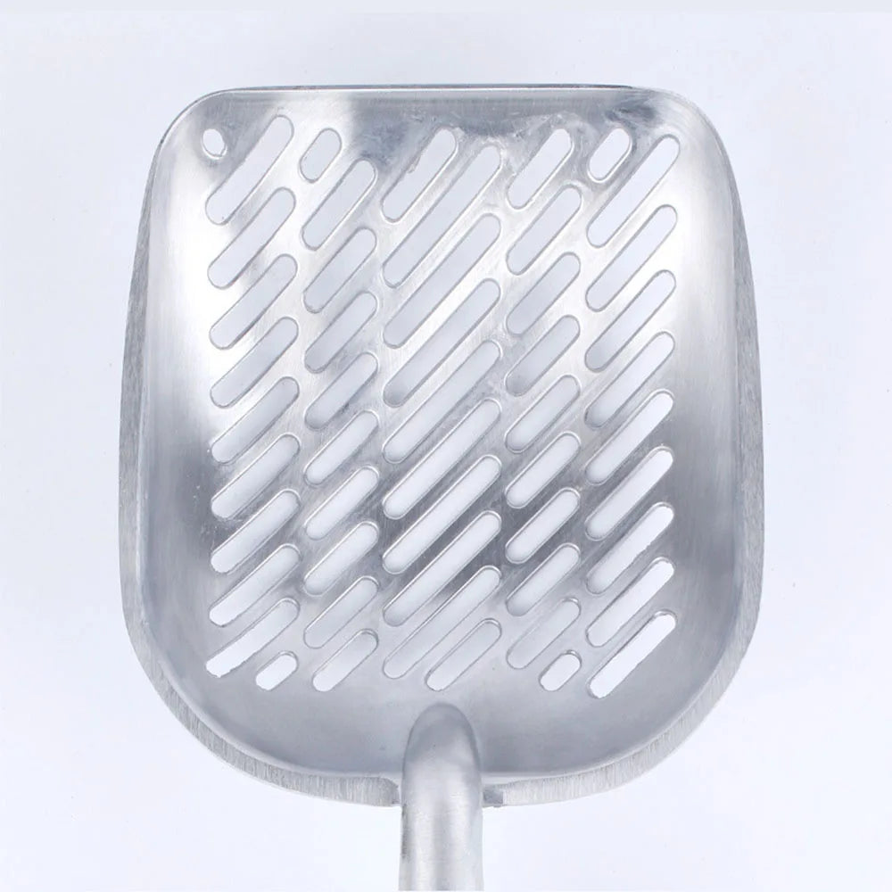 Colher grande da areia do gato do metal, Peneira Kitty com pá profunda, Punho ergonômico, Feito de alumínio sólido resistente