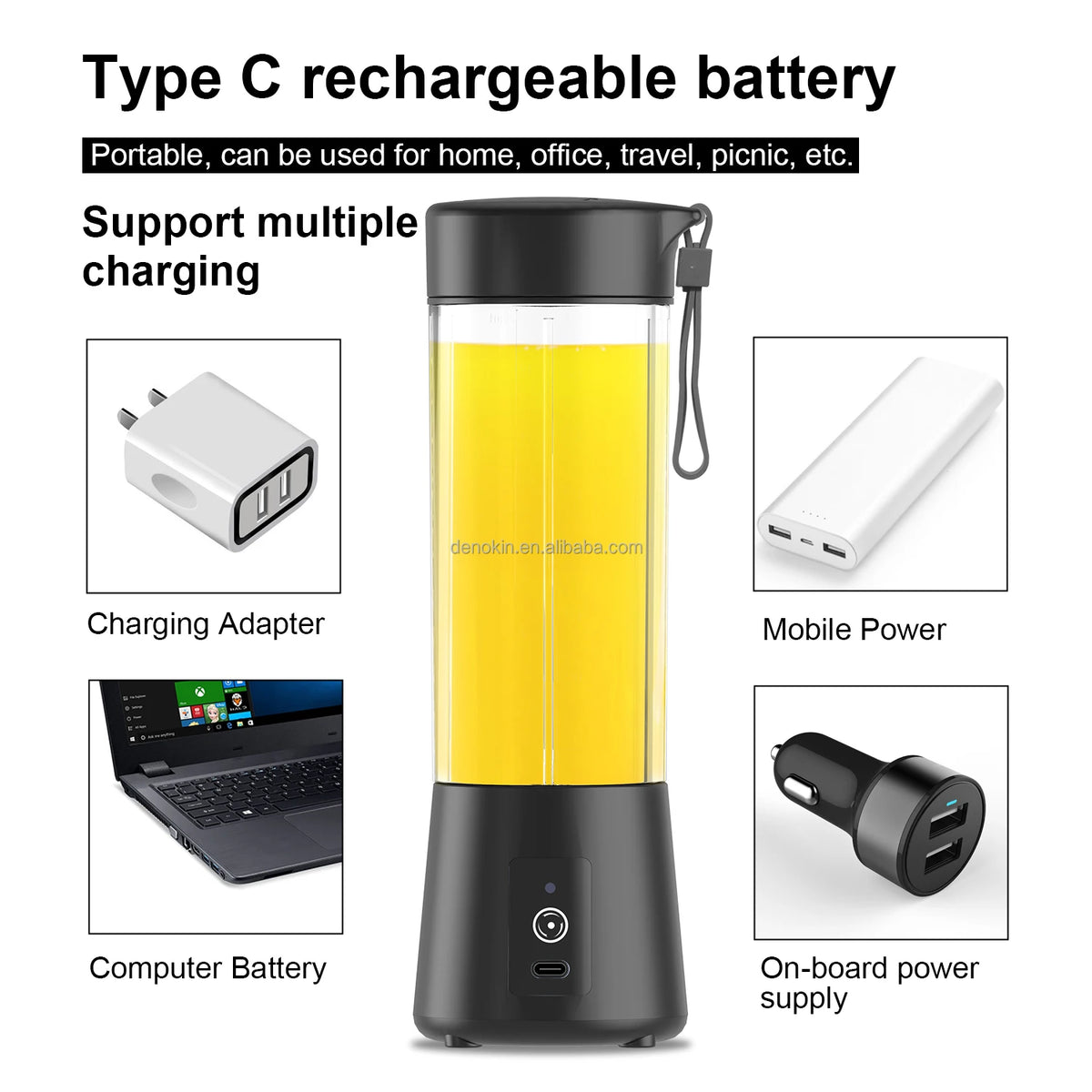 High Quality 400ml Wireless Hand Blender USB Rechargeable Portable Mini Blender for Outdoor Car & Hotel Use