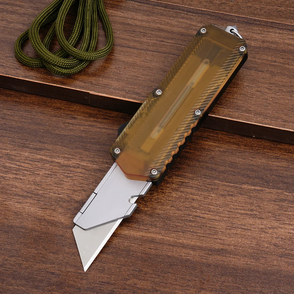 TGZUO Premium PEI Aluminum Retractable Utility Knife with Window Breaker OTF Slider Pocket Knife CNC EDC Tool Knife